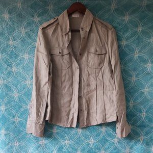 RIANI made in Poland pure Linen 100% Linen button down L/sleeve shirt 10us